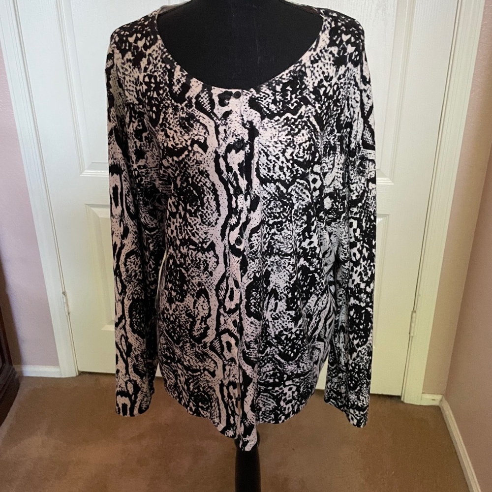 VIP black and cream print cardigan